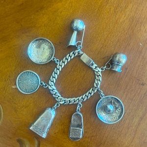 Vintage Mexican Charm Bracelet - Sterling Silver